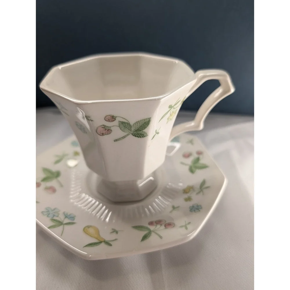 MCM Independence Interpace Japan Footed Teacup & Saucer | Mixed Fruit Floral
